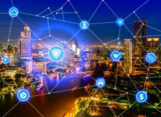 Top 5 Challenges for Building Smart Cities Smart city and wireless communication network, business district with office building, abstract image visual, internet of things concept