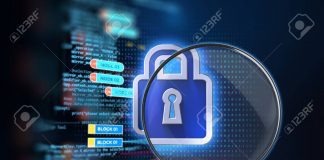 GDRP & Biometric Data: Have you given your consent? Magnifying glass on Closed Padlock 3d illustration