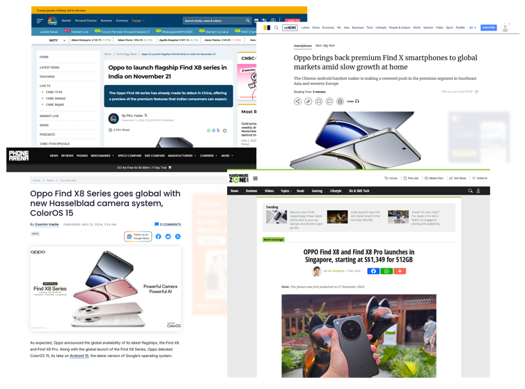 Featured OPPO Write-ups on CNBC, Hardware Zone, Phone Arena and South China Morning Post.