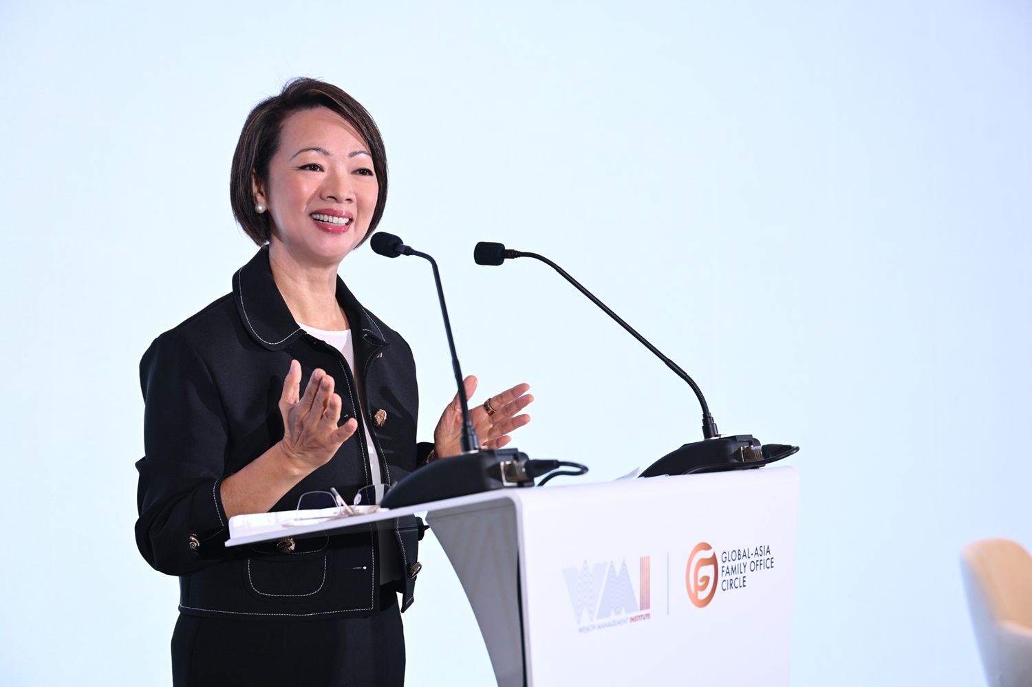Ms Foo Mee Har, CEO of the Wealth Management Institute (WMI), delivering the welcome remarks at the Owner's Symposium in WMI's Global-Asia Family Office Summit 2025