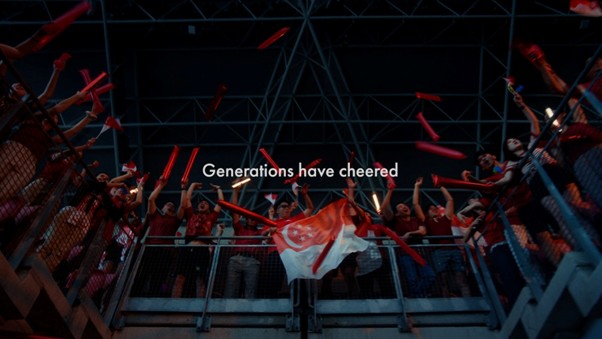 A scene from FAS’ brand film, capturing Singapore coming together in support of the national team