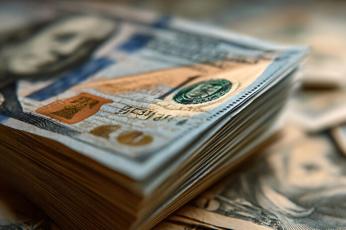 Crisp Stack of New One Hundred Dollar Bills: Symbolizing Wealth